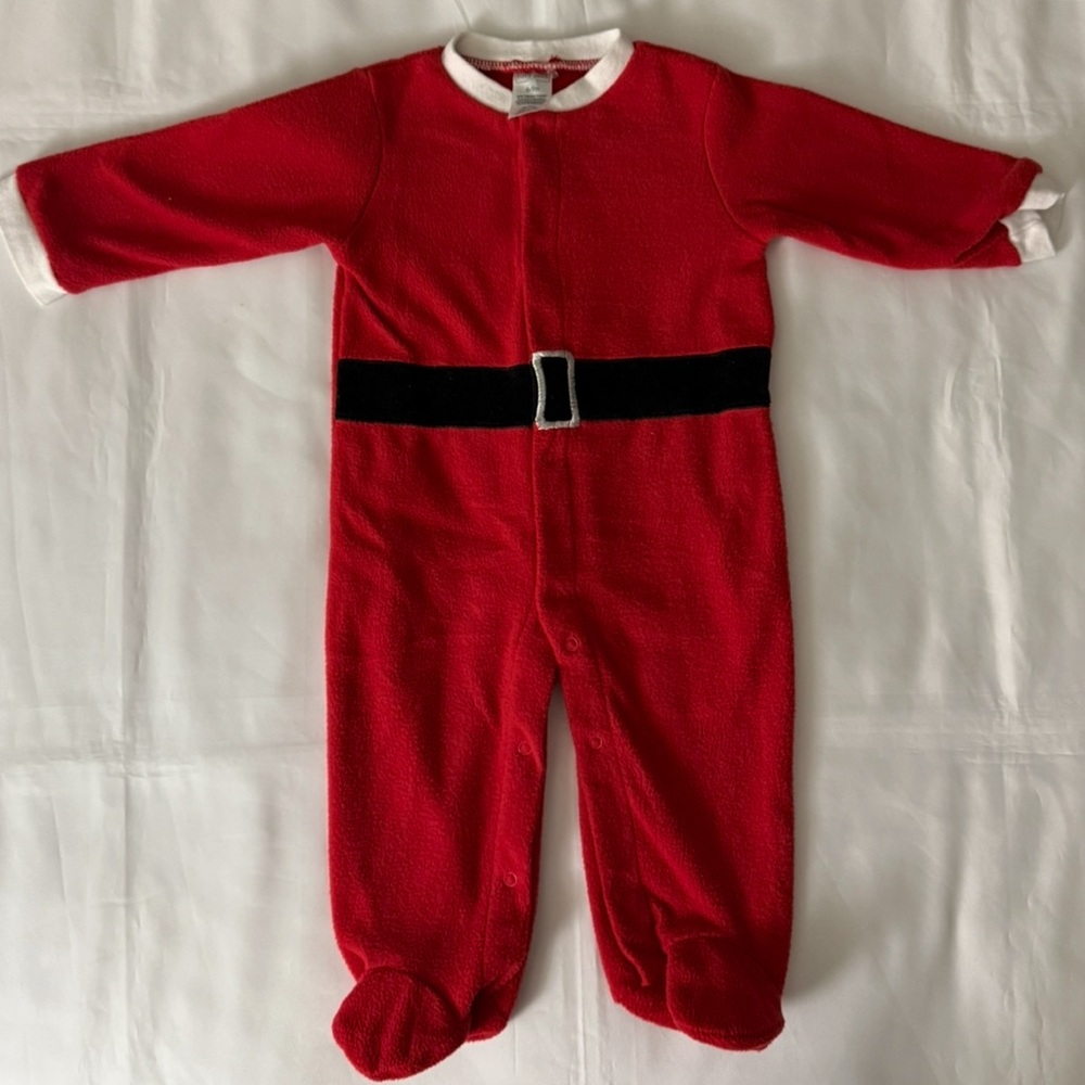 Baby Gear Red & White Santa Button Down Footie Onesie